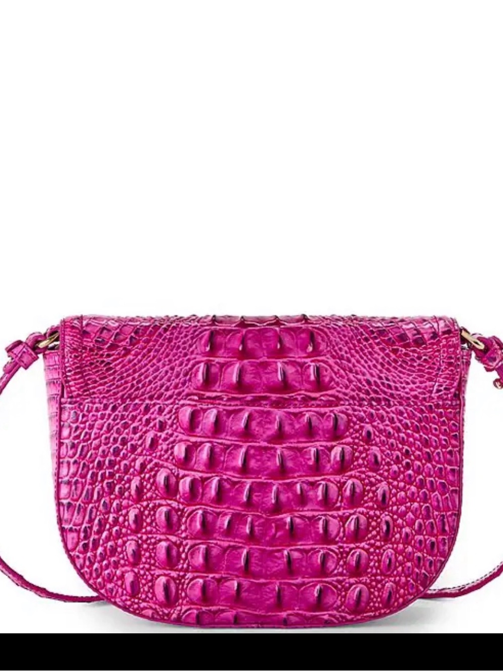 Brahmin Fuchsia Croc-Embossed Leather Crossbody with Gold Hardware - Picture 3 of 7